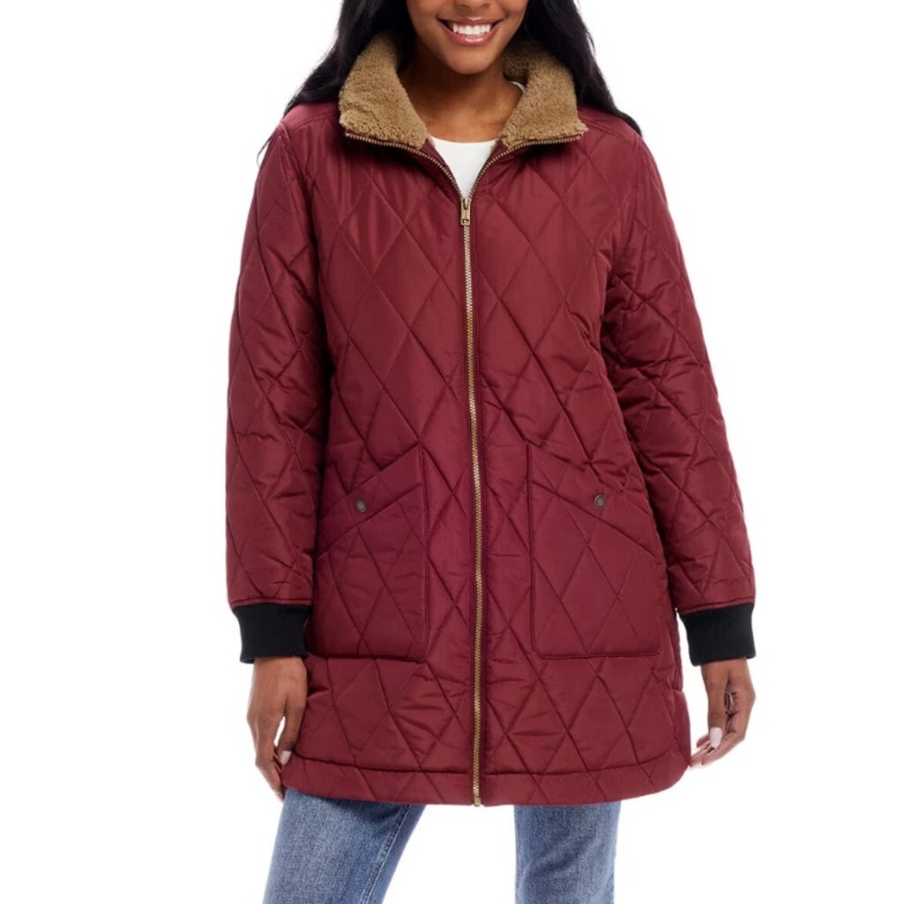 Original Weatherproof Vintage Wine Burgundy Quilted Cuffed Barn Jacket